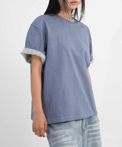 raucohouse(ラウコハウス)の「セミクロップド半袖Tシャツ(Tシャツ/カットソー・レディース・ブラック/ホワイト/グレー/ブルーグレー/バーガンディー・FREE)」の6枚目の写真