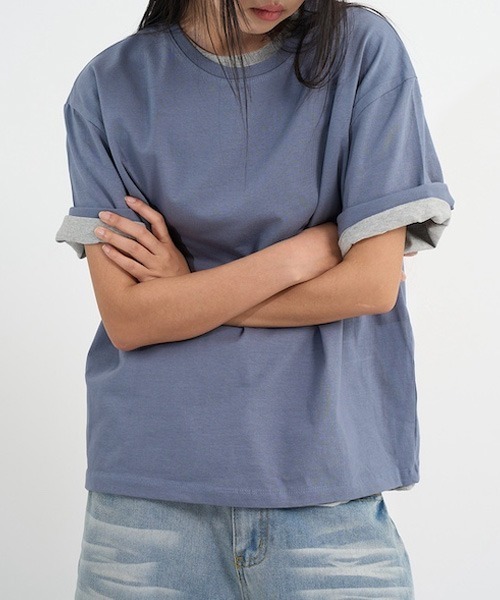raucohouse(ラウコハウス)の「セミクロップド半袖Tシャツ(Tシャツ/カットソー・レディース・ブラック/ホワイト/グレー/ブルーグレー/バーガンディー・FREE)」の7枚目の写真
