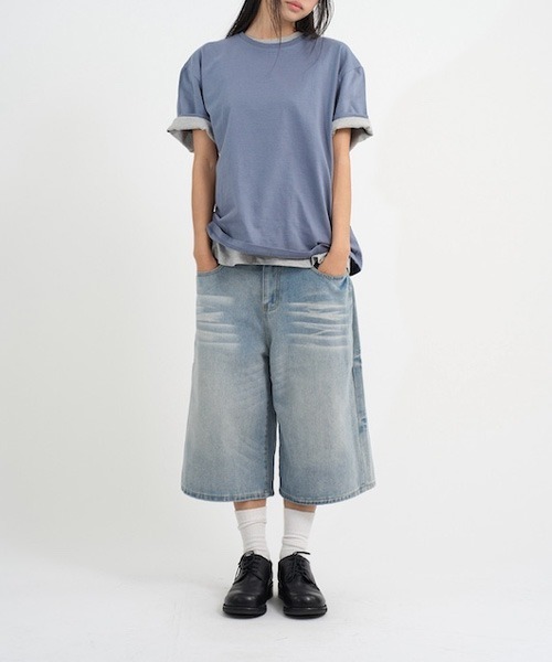 raucohouse(ラウコハウス)の「セミクロップド半袖Tシャツ(Tシャツ/カットソー・レディース・ブラック/ホワイト/グレー/ブルーグレー/バーガンディー・FREE)」の9枚目の写真