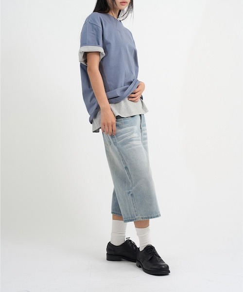 raucohouse(ラウコハウス)の「セミクロップド半袖Tシャツ(Tシャツ/カットソー・レディース・ブラック/ホワイト/グレー/ブルーグレー/バーガンディー・FREE)」の10枚目の写真