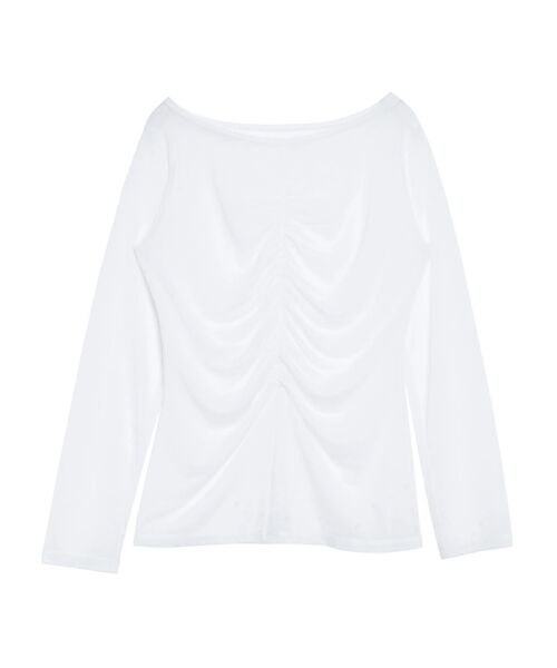 ELENDEEK(エレンディーク)の「ギャザーシアーカットソー(Tシャツ/カットソー・レディース・ブラック/イエロー/ブラウン/オフホワイト・FREE)」の8枚目の写真