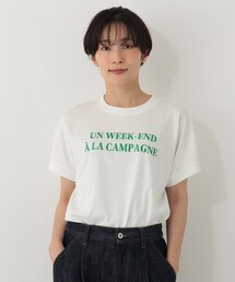 タイポグラフィ刺繍フレンチスリーブTシャツ