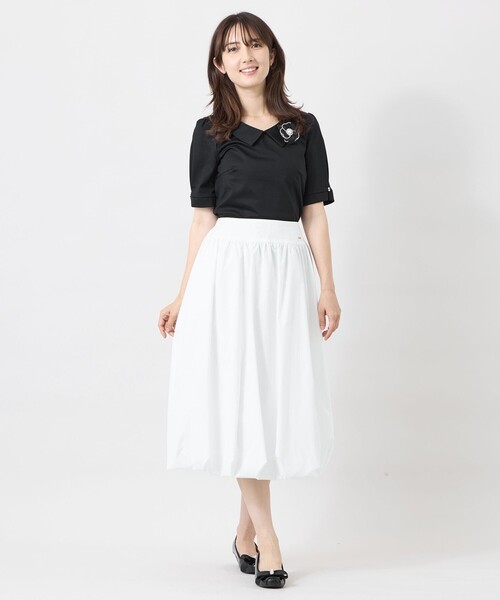 TO BE CHIC(トゥー ビー シック)の「ハイゲージコットン デザインネックカットソー(Tシャツ/カットソー・レディース・ブラック/ネイビー・40)」の3枚目の写真
