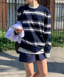 haag（ヘイグ）の「a vivid single sweatshirt (navy)（Tシャツ/カットソー）」