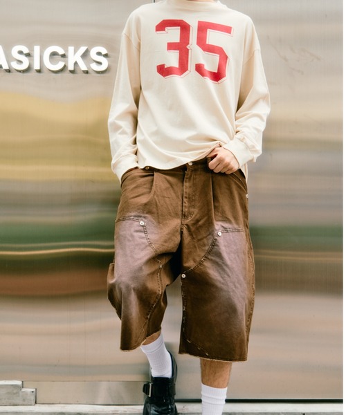 CONZ（コンズ）の「BASICKS×duck double knee curve leg shorts（デニムパンツ・メンズ・ブラック/ブラウン/グレー/ホワイト・3/2）」の5枚目の写真