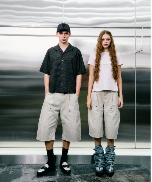 CONZ（コンズ）の「BASICKS×duck double knee curve leg shorts（デニムパンツ・メンズ・ブラック/ブラウン/グレー/ホワイト・3/2）」の9枚目の写真