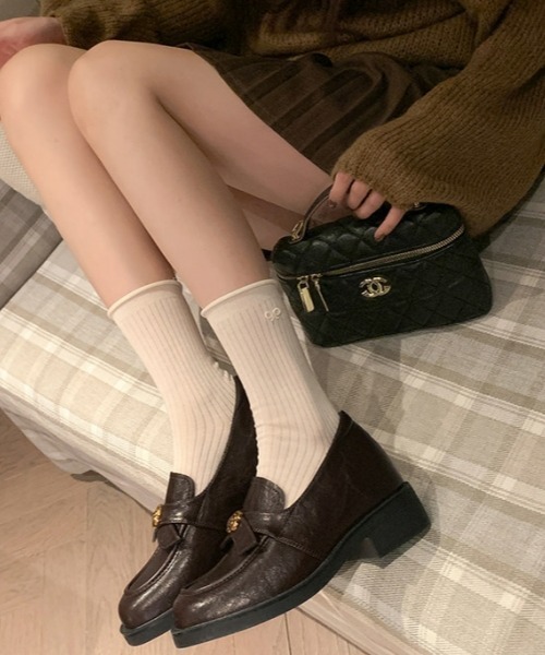 gossip!ロサンゼルス(ゴシップロサンゼルス)の「【Y2Kガーリー】レトロラウンドトゥ厚底ローファー(ローファー・レディース・ブラウン・M/XL/L)」の9枚目の写真