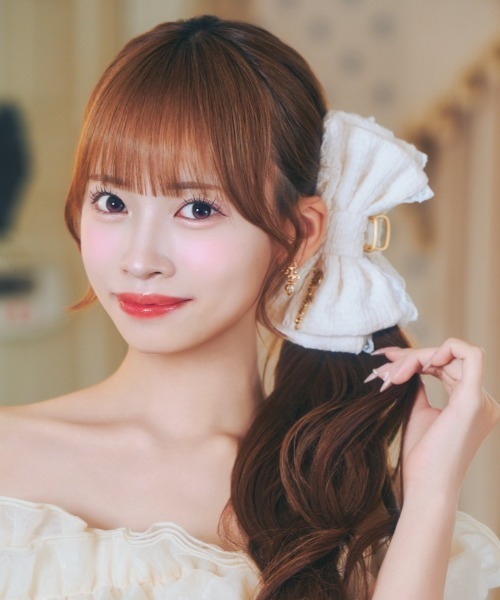 ReAmour（リアムール）の「ツイードレースリボンクリップ（バレッタ/ヘアクリップ・レディース・ブルー/ピンク/ホワイト/ブラック・FREE）」の2枚目の写真