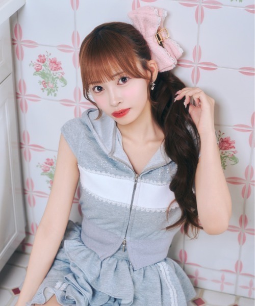 ReAmour（リアムール）の「ツイードレースリボンクリップ（バレッタ/ヘアクリップ・レディース・ブルー/ピンク/ホワイト/ブラック・FREE）」の6枚目の写真