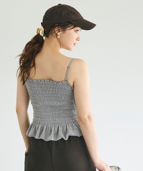 coca(coca)(コカ)の「OUT BRA ベロアカップ付きシャーリングキャミ(キャミソール・レディース・グレー/アイボリー/ダークブラウン・M/L/S)」の18枚目の写真