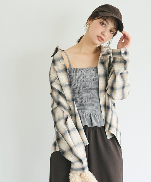 coca(coca)(コカ)の「OUT BRA ベロアカップ付きシャーリングキャミ(キャミソール・レディース・グレー/アイボリー/ダークブラウン・M/L/S)」の19枚目の写真