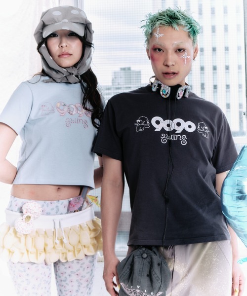 twins（nemne store）（ツインズ）の「9090 x twins logo tee（Tシャツ/カットソー・レディース・チャコール/ライトブルー・SMALL/LARGE/MEDIUM）」の4枚目の写真