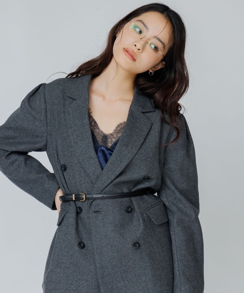 SENEE(セニー)の「wool touch tuck shoulder jacket(ウールタッチタックショルダージャケット)(テーラードジャケット・レディース・ブラウン/チャコール・SMALL/MEDIUM)」の5枚目の写真