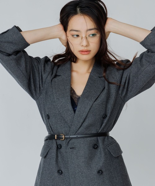 SENEE(セニー)の「wool touch tuck shoulder jacket(ウールタッチタックショルダージャケット)(テーラードジャケット・レディース・ブラウン/チャコール・SMALL/MEDIUM)」の4枚目の写真