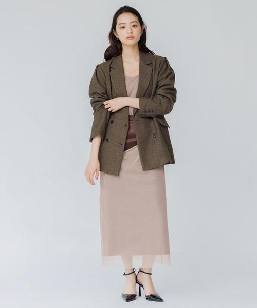 SENEE(セニー)の「wool touch tuck shoulder jacket(ウールタッチタックショルダージャケット)(テーラードジャケット・レディース・ブラウン/チャコール・SMALL/MEDIUM)」の18枚目の写真