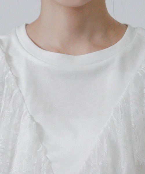 NYLAUS(ナイラス)の「【SG】フリル レース Tシャツ 半袖(Tシャツ/カットソー・レディース・ブラック/オフホワイト・M)」の20枚目の写真