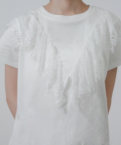 NYLAUS(ナイラス)の「【SG】フリル レース Tシャツ 半袖(Tシャツ/カットソー・レディース・ブラック/オフホワイト・M)」の21枚目の写真