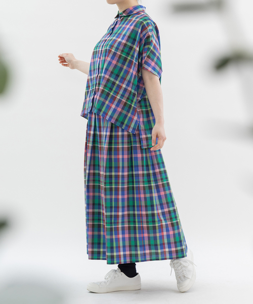 nop de nod(ノップドゥノッド)の「Ciel ローンマルチカラーチェックシャツ(シャツ/ブラウス・レディース・ダークブルー/ブラウン/ピンク・M)」の8枚目の写真
