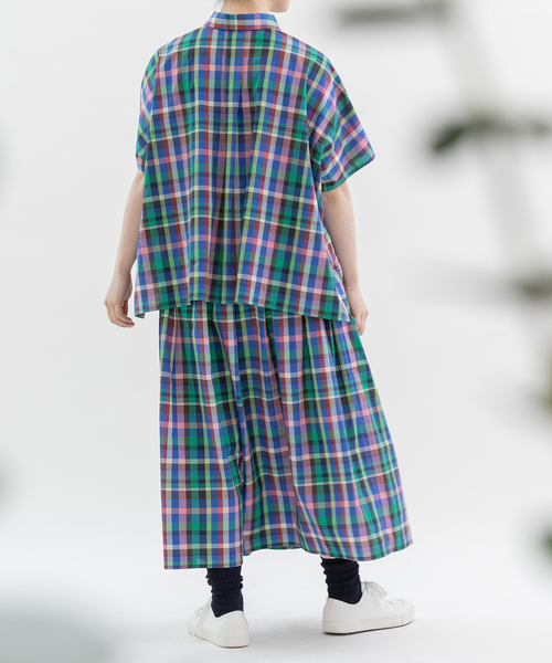 nop de nod(ノップドゥノッド)の「Ciel ローンマルチカラーチェックシャツ(シャツ/ブラウス・レディース・ダークブルー/ブラウン/ピンク・M)」の9枚目の写真