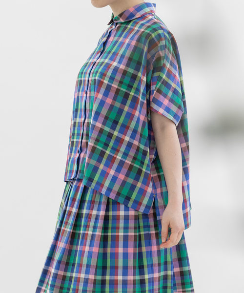 nop de nod(ノップドゥノッド)の「Ciel ローンマルチカラーチェックシャツ(シャツ/ブラウス・レディース・ダークブルー/ブラウン/ピンク・M)」の11枚目の写真