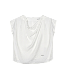 DRAPE NECK BLOUSE_WHITE