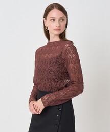 ストレッチレースモックネック プルオーバー