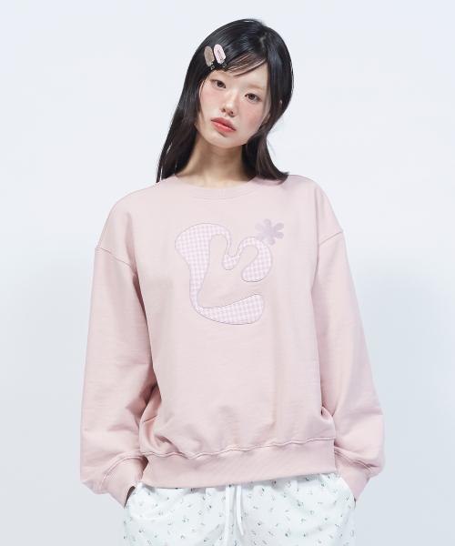 LMR(エルエムアール)の「アプリケフローラルロゴスウェット PINK(スウェット・レディース・PINK・SMALL/MEDIUM)」の1枚目の写真