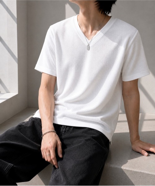 VIBGYOR(ヴィブジョー)の「【Bls】 【ZM】【Bling Leads】サーマルワッフル V/N TEE(BL)(Tシャツ/カットソー・メンズ・ネイビー/グレー/ブラック/ホワイト/ライトピンク/カーキ・X-LARGE/MEDIUM/LARGE)」の1枚目の写真