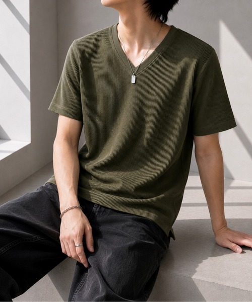 VIBGYOR(ヴィブジョー)の「【Bls】 【ZM】【Bling Leads】サーマルワッフル V/N TEE(BL)(Tシャツ/カットソー・メンズ・ネイビー/グレー/ブラック/ホワイト/ライトピンク/カーキ・X-LARGE/MEDIUM/LARGE)」の4枚目の写真