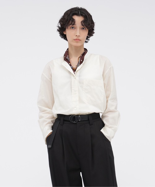 新品タグ付 2024 マーガレットハウエル 衿つきコットンシャツ25,300円 SOFT COTTON POPLIN（シャツ/ブラウス）｜MARGARET HOWELL