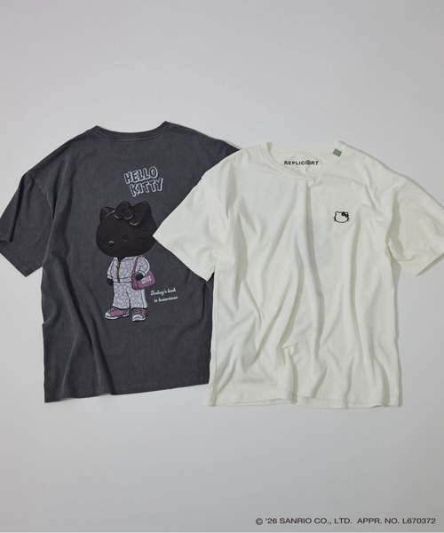 le cercle ADAM ET ROPE'(ルセルクルアダムエロペ)の「【HELLO KITTY/BLACK DESIGN SERIES別注】バックデザインTシャツ(Tシャツ/カットソー・メンズ・ホワイト/チャコールグレー・LL/M/L)」の3枚目の写真