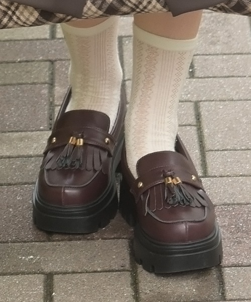 axes femme(アクシーズファム)の「厚底タッセルローファー(ローファー・レディース・ブラウン・MEDIUM/LARGE)」の1枚目の写真