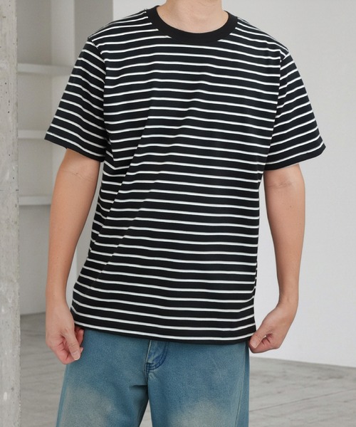 NILWAY(ニルウェイ)の「USAコットン 天竺ポケット付き半袖Tシャツ &&ボーダーTシャツ(Tシャツ/カットソー・メンズ・ホワイト系1/ブラウン/ホワイト系/レッド/ブルー/イエロー/オフホワイト/ブラック系/グレー系/ブラック/グレー・MEDIUM/X-LARGE/LARGE)」の5枚目の写真
