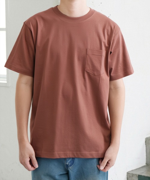 NILWAY(ニルウェイ)の「USAコットン 天竺ポケット付き半袖Tシャツ &&ボーダーTシャツ(Tシャツ/カットソー・メンズ・ホワイト系1/ブラウン/ホワイト系/レッド/ブルー/イエロー/オフホワイト/ブラック系/グレー系/ブラック/グレー・MEDIUM/X-LARGE/LARGE)」の8枚目の写真