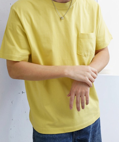 NILWAY(ニルウェイ)の「USAコットン 天竺ポケット付き半袖Tシャツ &&ボーダーTシャツ(Tシャツ/カットソー・メンズ・ホワイト系1/ブラウン/ホワイト系/レッド/ブルー/イエロー/オフホワイト/ブラック系/グレー系/ブラック/グレー・MEDIUM/X-LARGE/LARGE)」の10枚目の写真
