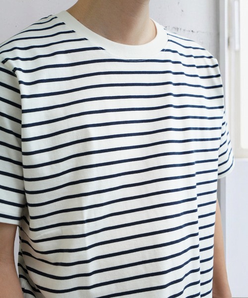 NILWAY(ニルウェイ)の「USAコットン 天竺ポケット付き半袖Tシャツ &&ボーダーTシャツ(Tシャツ/カットソー・メンズ・ホワイト系1/ブラウン/ホワイト系/レッド/ブルー/イエロー/オフホワイト/ブラック系/グレー系/ブラック/グレー・MEDIUM/X-LARGE/LARGE)」の14枚目の写真