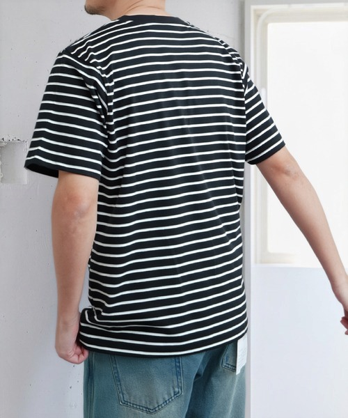 NILWAY(ニルウェイ)の「USAコットン 天竺ポケット付き半袖Tシャツ &&ボーダーTシャツ(Tシャツ/カットソー・メンズ・ホワイト系1/ブラウン/ホワイト系/レッド/ブルー/イエロー/オフホワイト/ブラック系/グレー系/ブラック/グレー・MEDIUM/X-LARGE/LARGE)」の18枚目の写真