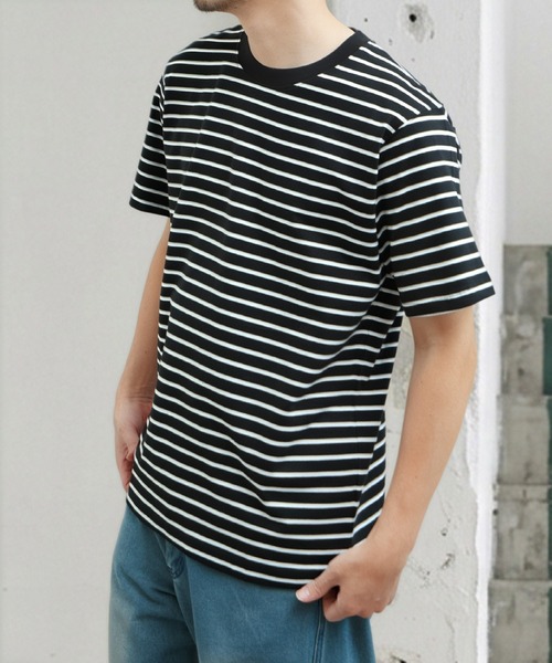 NILWAY(ニルウェイ)の「USAコットン 天竺ポケット付き半袖Tシャツ &&ボーダーTシャツ(Tシャツ/カットソー・メンズ・ホワイト系1/ブラウン/ホワイト系/レッド/ブルー/イエロー/オフホワイト/ブラック系/グレー系/ブラック/グレー・MEDIUM/X-LARGE/LARGE)」の19枚目の写真