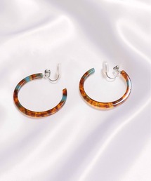 【M2SUQARED/エムツースクエア】べっ甲カラーフープイヤリング/大ぶり・軽やか・シンプルアクセサリー