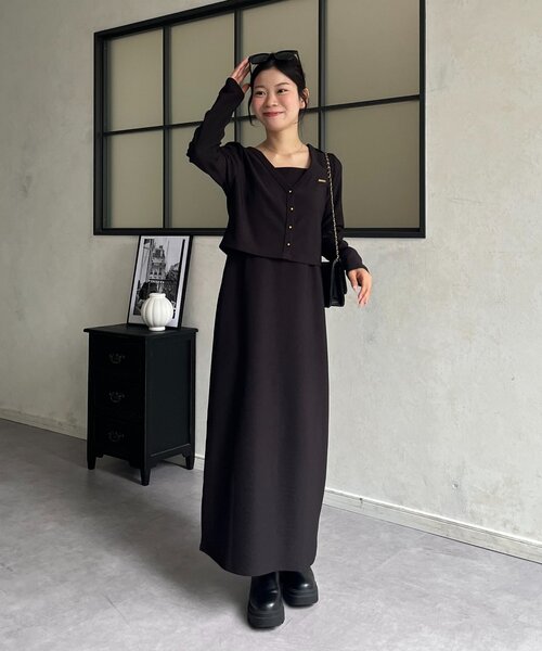 prose verse(プロズヴェール)の「【MARIN】メタルチャーム付カーディガン×キャミワンピセット(ワンピース・レディース・ブラック・PM/MEDIUM/PS)」の21枚目の写真