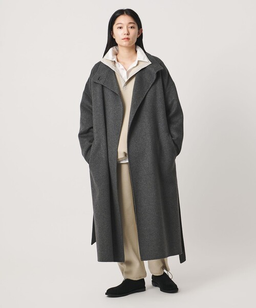 MARW UNITED ARROWS(マルゥ ユナイテッドアローズ)の「<MARW UNITED ARROWS>スタンドカラー リバー ロングコート(その他アウター・レディース・ブラック/ダークグレー・38/36)」の2枚目の写真