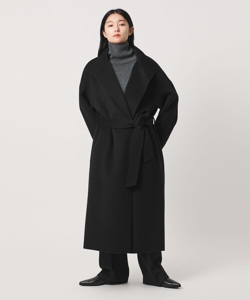 MARW UNITED ARROWS(マルゥ ユナイテッドアローズ)の「<MARW UNITED ARROWS>スタンドカラー リバー ロングコート(その他アウター・レディース・ブラック/ダークグレー・38/36)」の1枚目の写真