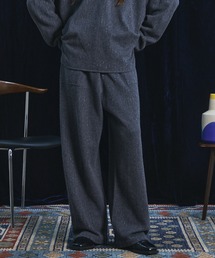 《UNISEX》シャイニーストライプへリンボーンプライムワイドニットパンツ/Shiny Stripe Herringbone Prime-Wide Knit Pants【MAISON SPECIAL/メゾンスペシャル】■セットアップ対応■