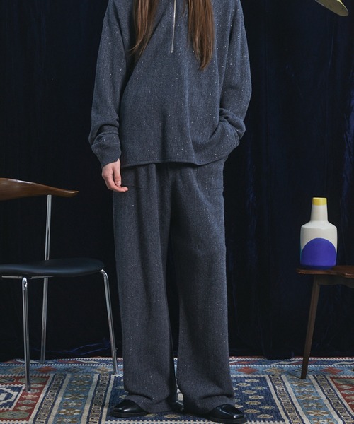 MAISON SPECIAL(メゾンスペシャル)の「《UNISEX》シャイニーストライプへリンボーンプライムワイドニットパンツ/Shiny Stripe Herringbone Prime-Wide Knit Pants【MAISON SPECIAL/メゾンスペシャル】■セットアップ対応■(その他パンツ・メンズ・チャコールグレー/ブラック・0/1/2)」の15枚目の写真