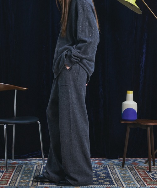 MAISON SPECIAL(メゾンスペシャル)の「《UNISEX》シャイニーストライプへリンボーンプライムワイドニットパンツ/Shiny Stripe Herringbone Prime-Wide Knit Pants【MAISON SPECIAL/メゾンスペシャル】■セットアップ対応■(その他パンツ・メンズ・チャコールグレー/ブラック・0/1/2)」の14枚目の写真