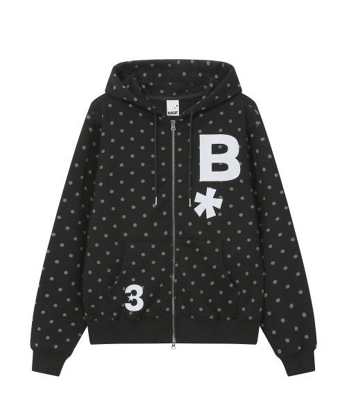 BAUF（バウフ）の「Bロゴ ジップアップパーカー [ドットブラック]（パーカー・レディース・その他・FREE）」の2枚目の写真