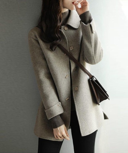 LUCPY（ラクピー）の「ステンカラー ミドルコート（チェスターコート・レディース・グレー/ブラック・X-LARGE/LARGE/MEDIUM/SMALL）」の3枚目の写真