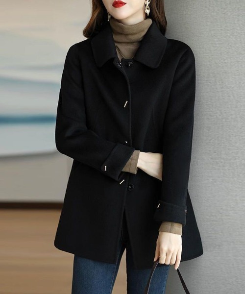 LUCPY（ラクピー）の「ステンカラー ミドルコート（チェスターコート・レディース・グレー/ブラック・X-LARGE/LARGE/MEDIUM/SMALL）」の4枚目の写真