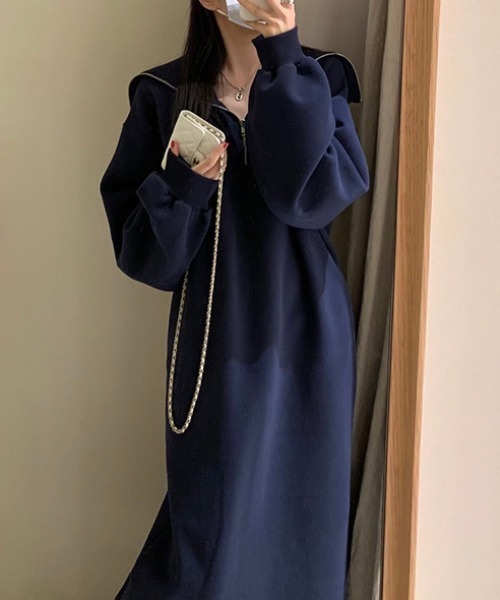 FAVORITO(ファヴォリート)の「リラックストレーナーワンピース(ワンピース・レディース・ベージュ/ネイビー/グレー・F)」の3枚目の写真