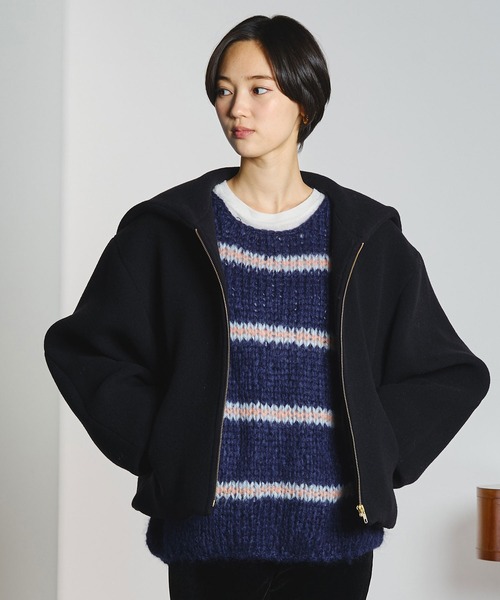 mici(ミチ)の「mici/SHORT HOODED JACKET(その他アウター・レディース・ネイビー/バーガンディー・M/S)」の13枚目の写真